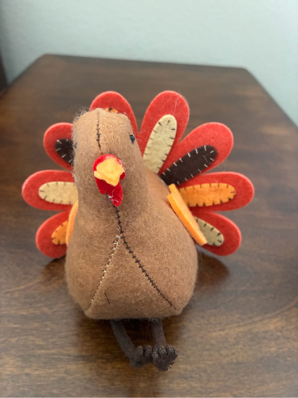 Brown Felt Turkey- Decorative Thanksgiving Bird